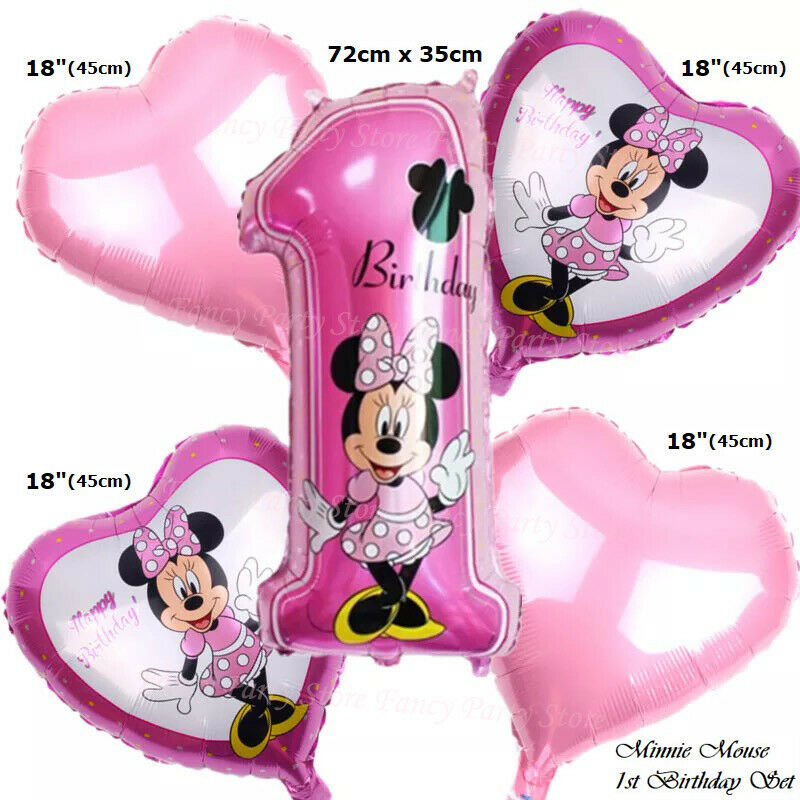 5 Pcs Minnie Mouse Birthday Balloons Set Bouquet Maria S Parties