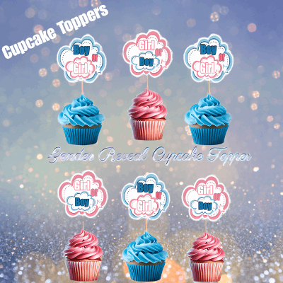 gender reveal cupcake toppers