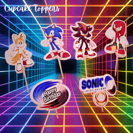 sonic cupcake toppers