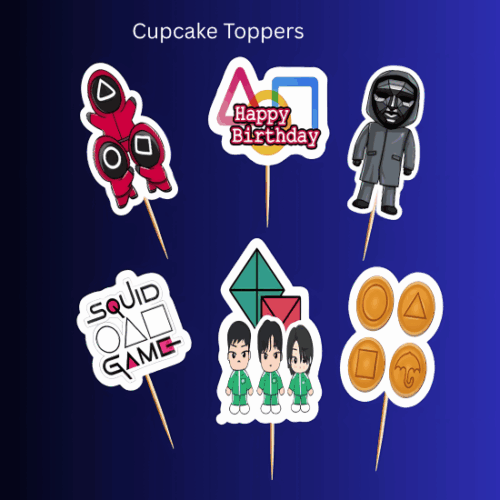 squid game cupccake toppers